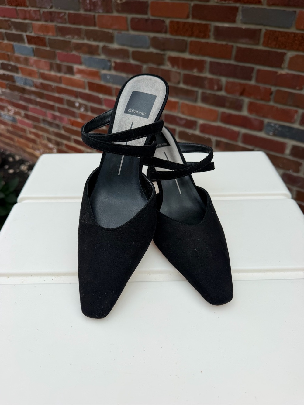 Dolce Vita Black Suede Pointed Toe Strappy Heels - Picture 2 of 7